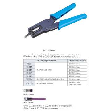 RG-59(4C)/RG-6(5C) outils Coaxial F connecteur gaufreur